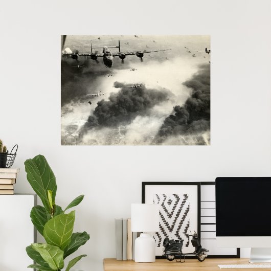 WWII B-24s over olievelden van poëzie Poster (Thuiskantoor)