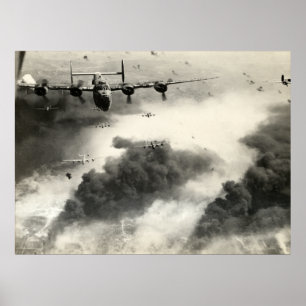 WWII B-24s over olievelden van poëzie Poster