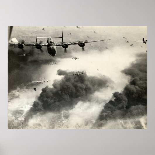 WWII B-24s over olievelden van poëzie Poster (Voorkant)