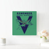 WWII Blue Herinner Pearl Harbor Vierkante Klok (Huis)