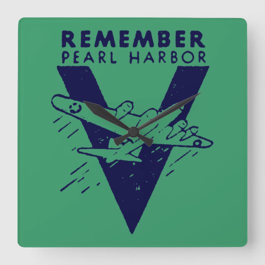 WWII Blue Herinner Pearl Harbor Vierkante Klok (Voorkant)