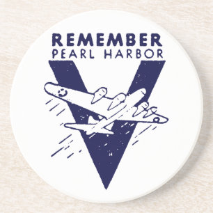 WWII Blue Herinner Pearl Harbor Zandsteen Onderzetter