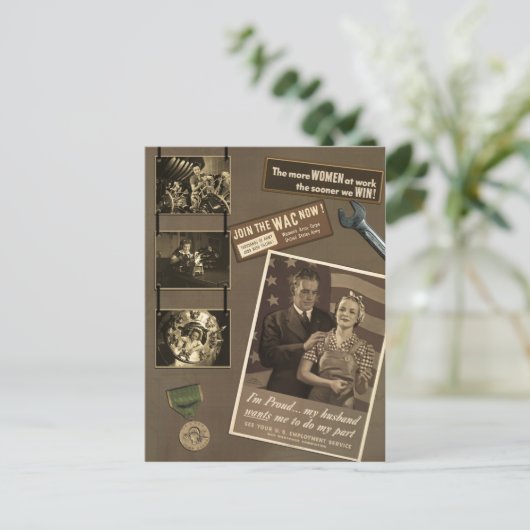 WWII - Briefkaart werkende vrouwen (Staand voorkant)