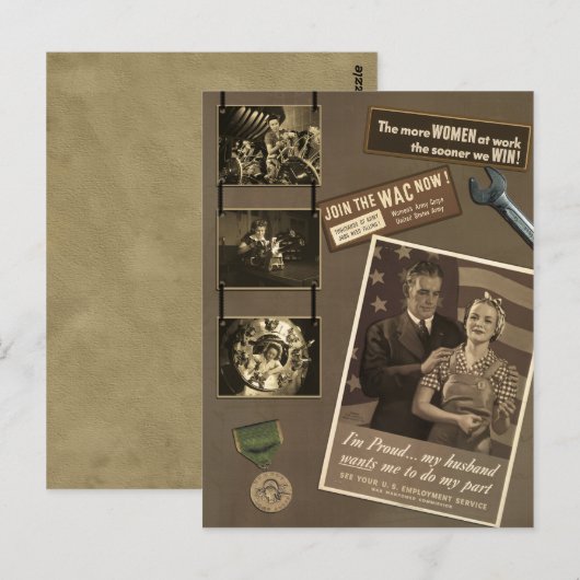 WWII - Briefkaart werkende vrouwen (Voorkant / Achterkant)