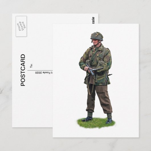 WWII British Paratrooper Briefkaart (Voorkant / Achterkant)