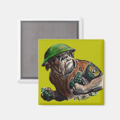 WWII Buldog dog soldaat Sgt. Rover Magneet (Voorkant / Achterkant)