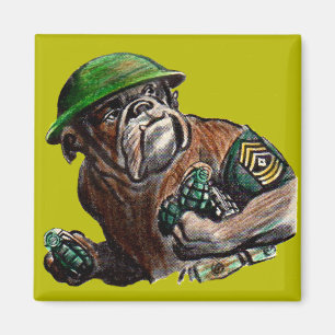 WWII Buldog dog soldaat Sgt. Rover Magneet