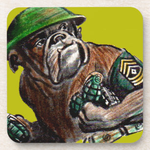 WWII Buldog dog soldaat Sgt. Rover Onderzetter