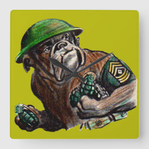 WWII bulldog soldaat Sgt. Rover Vierkante Klok