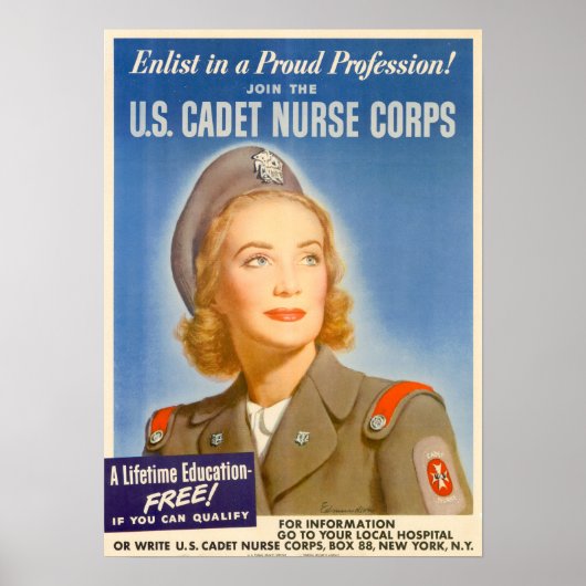 WWII Cadet Nurse Corps Poster (Voorkant)