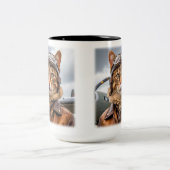 WWII Cat Fighter Pilot Tweekleurige Koffiemok (Center)