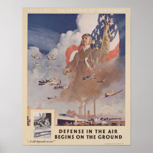 WWII Defensie in de lucht begint op de grond Poster