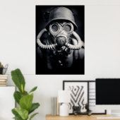 WWII Duitse Solider in een gasmasker Poster (Thuiskantoor)