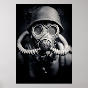 WWII Duitse Solider in een gasmasker Poster