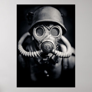 WWII Duitse Solider in een gasmasker Poster
