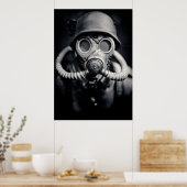 WWII Duitse Solider in een gasmasker Poster (Keuken)