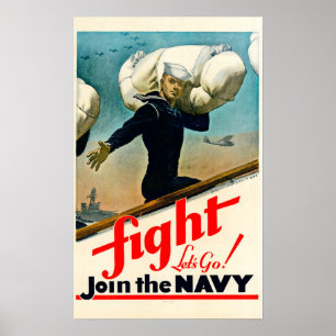 WWII Fight Laten we gaan! Doe mee aan de marine Poster