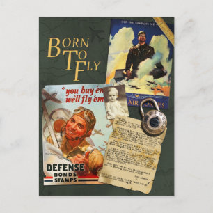 WWII Flyboy Scrapbook Postcard Briefkaart