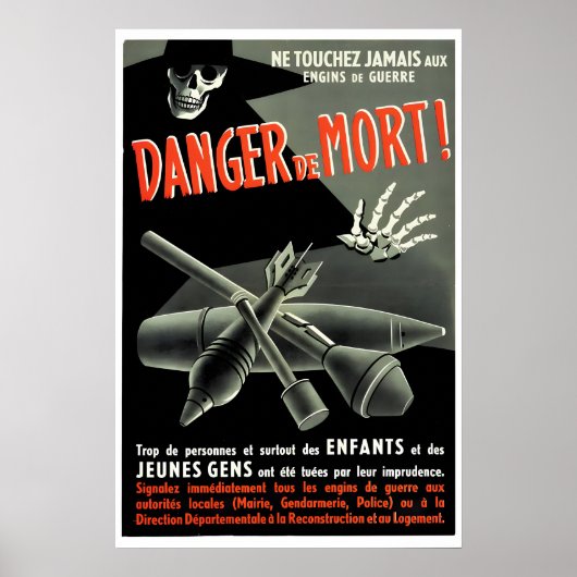 WWII Frankrijk Poster 1944 Openbare Waarschuwing b (Voorkant)