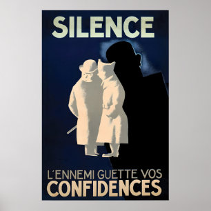 WWII Frans propaganda poster Duitse spionnen