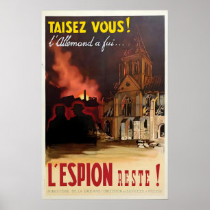 WWII Frans propaganda poster Duitse spionnen, Fran