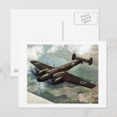 WWII German Bf-110 in Flight Briefkaart (Voorkant / Achterkant)