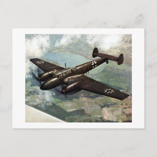 WWII German Bf-110 in Flight Briefkaart
