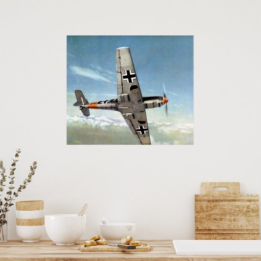 WWII German ME-109 in flight. Poster (Keuken)