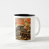  WWII GROOT KLEIN BOEK TANK HOESJE TWEEKLEURIGE KOFFIEMOK (Voorkant rechts)