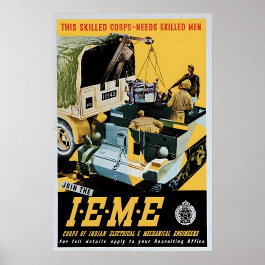 WWII India wervingsfolder Corps of Electrical Poster (Voorkant)