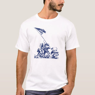 WWII Iwo Jima vlag Raising, blauw T-shirt