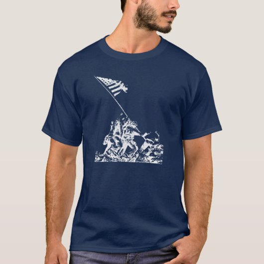 WWII Iwo Jima Vlag Raising, wit T-shirt (Voorkant)