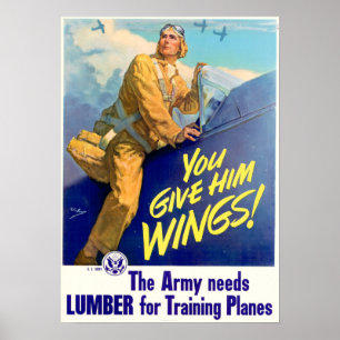 WWII jij geeft hem Wings. Poster