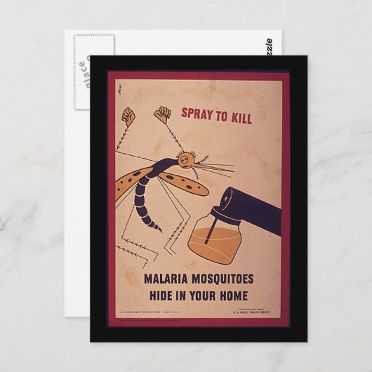  WWII Kill Malaria Mosquitoes Briefkaart (Voorkant / Achterkant)