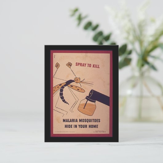  WWII Kill Malaria Mosquitoes Briefkaart (Staand voorkant)