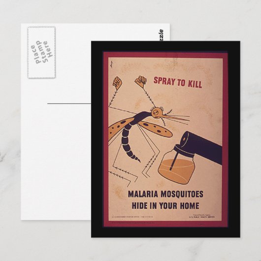  WWII Kill Malaria Mosquitoes Briefkaart (Voorkant / Achterkant)