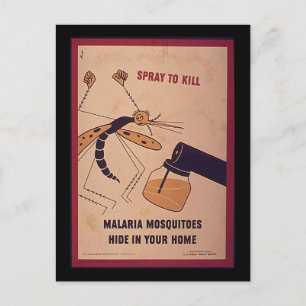 WWII Kill Malaria Mosquitoes Briefkaart