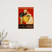 WWII Lick the Platter Clean-Don't Waste Food Poster (Keuken)