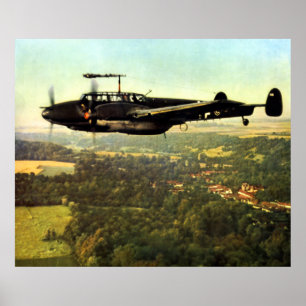 WWII Low Flying German Bf-110 Poster