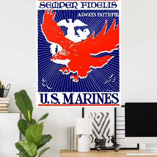 WWII Marine Corps Poster (Thuiskantoor)