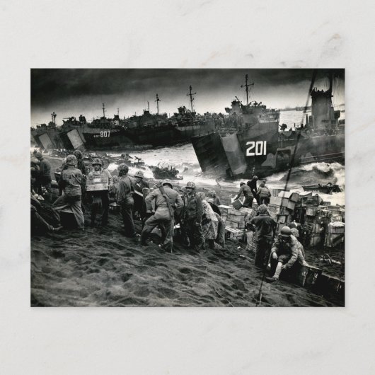 WWII Marines offload Supplies op Iwo Jima Briefkaart (Voorkant)