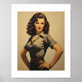 WWII Mechanic  Pinup Meisje Poster