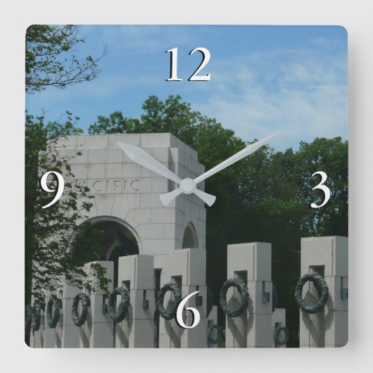 WWII Memorial Wreaten II in Washington DC Vierkante Klok (Voorkant)