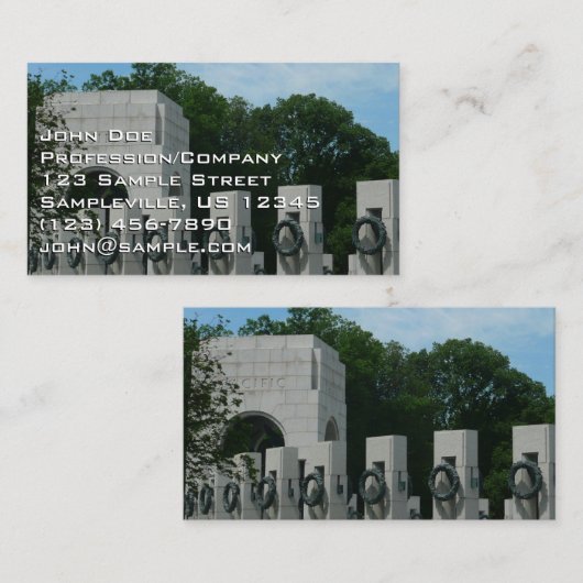 WWII Memorial Wreaten II in Washington DC Visitekaartje (Voorkant / Achterkant)