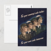 WWII Militair Poster voor rekrutering — Vrouwen Briefkaart (Voorkant / Achterkant)