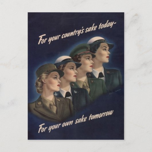 WWII Militair Poster voor rekrutering — Vrouwen Briefkaart (Voorkant)