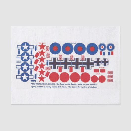 WWII model vliegtuig nationale insignes, grootte F Tissuepapier (Voorkant)