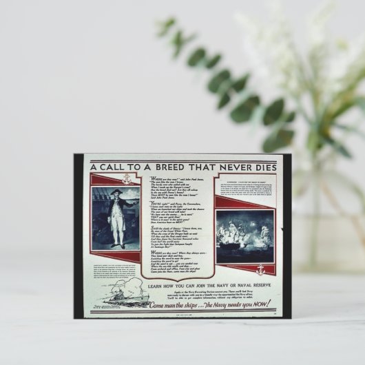 Wwii Navy Recruit2 Briefkaart (Staand voorkant)