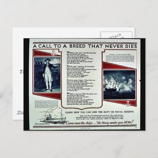 Wwii Navy Recruit2 Briefkaart (Voorkant / Achterkant)