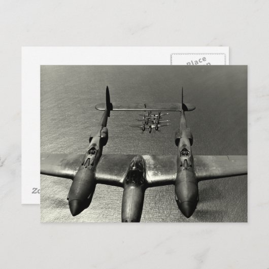 WWII P-38 Lightnings Briefkaart (Voorkant / Achterkant)